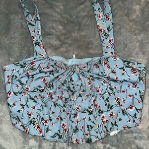 Bardot Blue Floral Crop Top